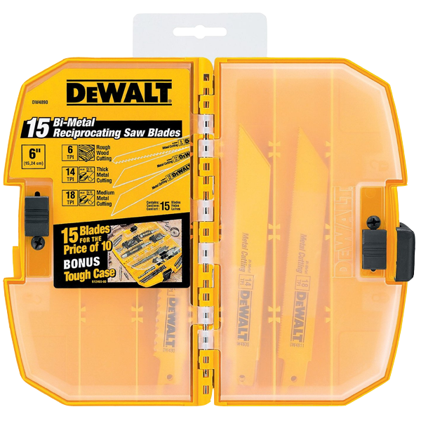 DEWALT DW4890 15-Piece Reciprocating Saw Blade Tough Case Set